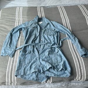 Frame short jumpsuit indigo color made of cotton and linen made in USA size m